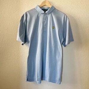 Amen Corner | Masters Striped Gold Polo Blue